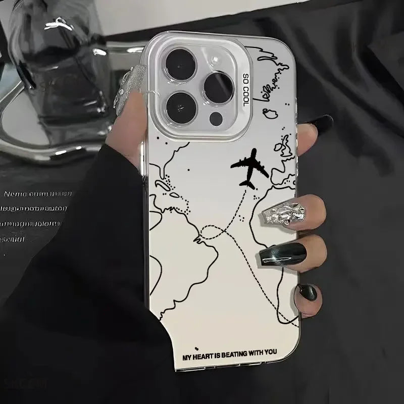 Travel Inspired Airplane Route Case (Black/White/Blue)