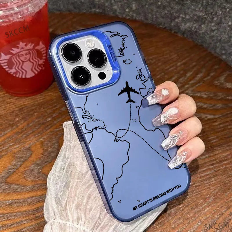 Travel Inspired Airplane Route Case (Black/White/Blue)