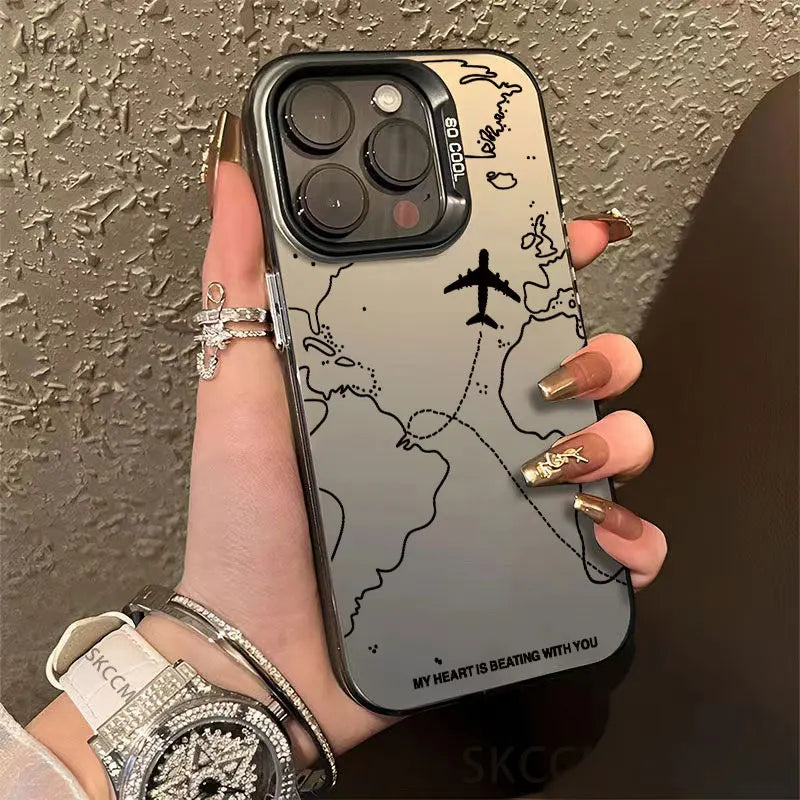 Travel Inspired Airplane Route Case (Black/White/Blue)